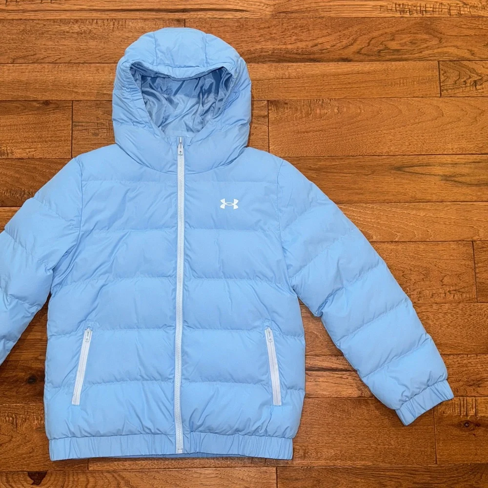 UA Under Armour Girls Prime Puffer Jacket - Size YL - Horizon Blue